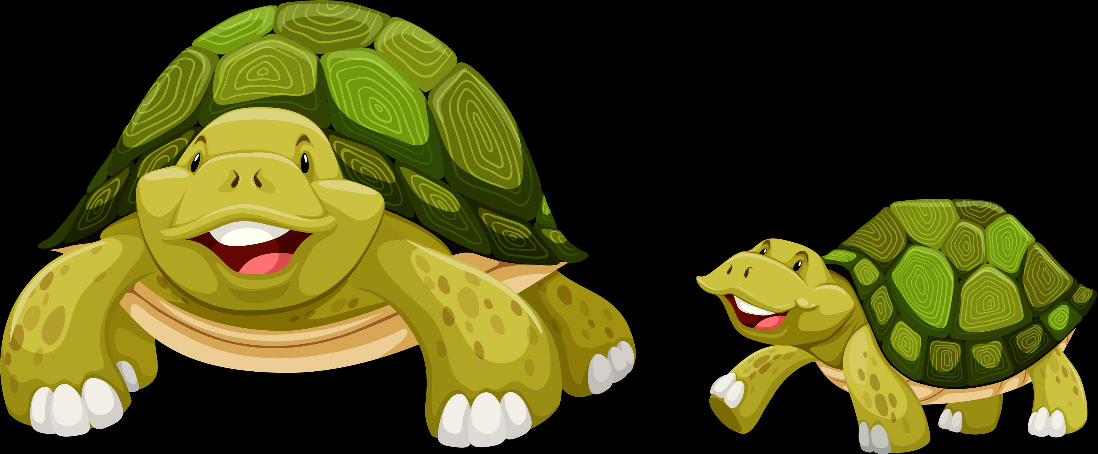 Happy Cartoon Turtles PNG