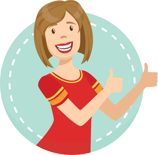 Happy Cartoon Woman Giving Thumbs Up PNG