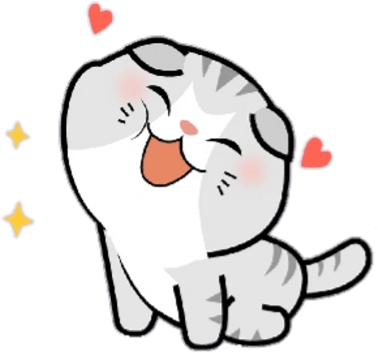 Happy Cat Sticker Love Hearts PNG