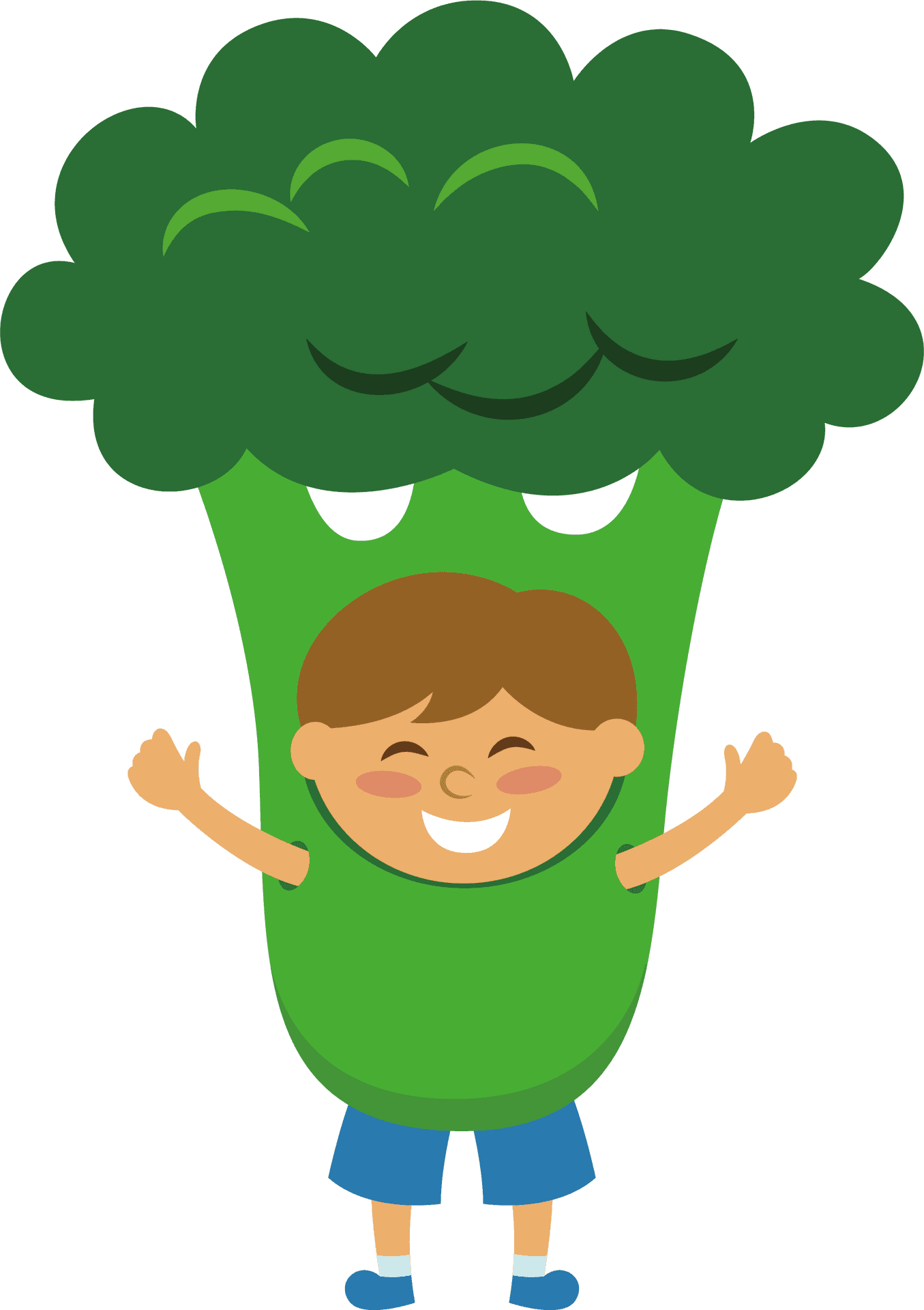 Happy Child Broccoli Costume PNG
