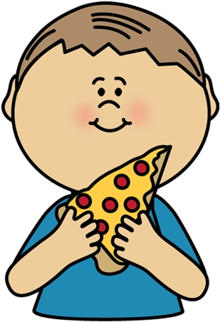Happy Child Eating Pizza Clipart PNG