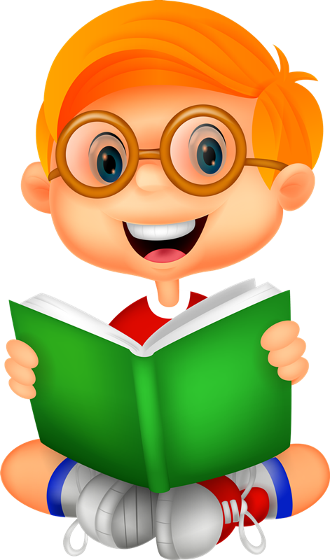 Happy Child Reading Book Cartoon PNG