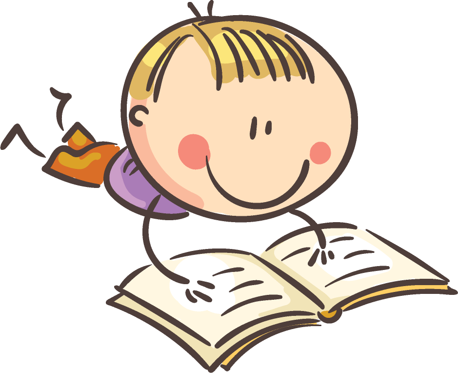 Happy Child Reading Cartoon PNG