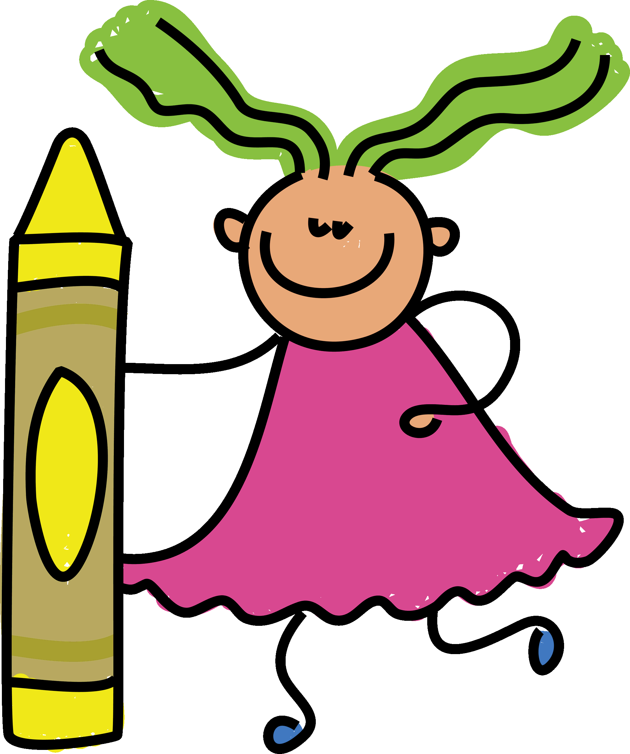 Happy Child With Crayon Drawing PNG