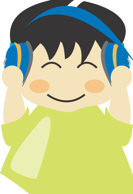 Happy Child With Headphones PNG