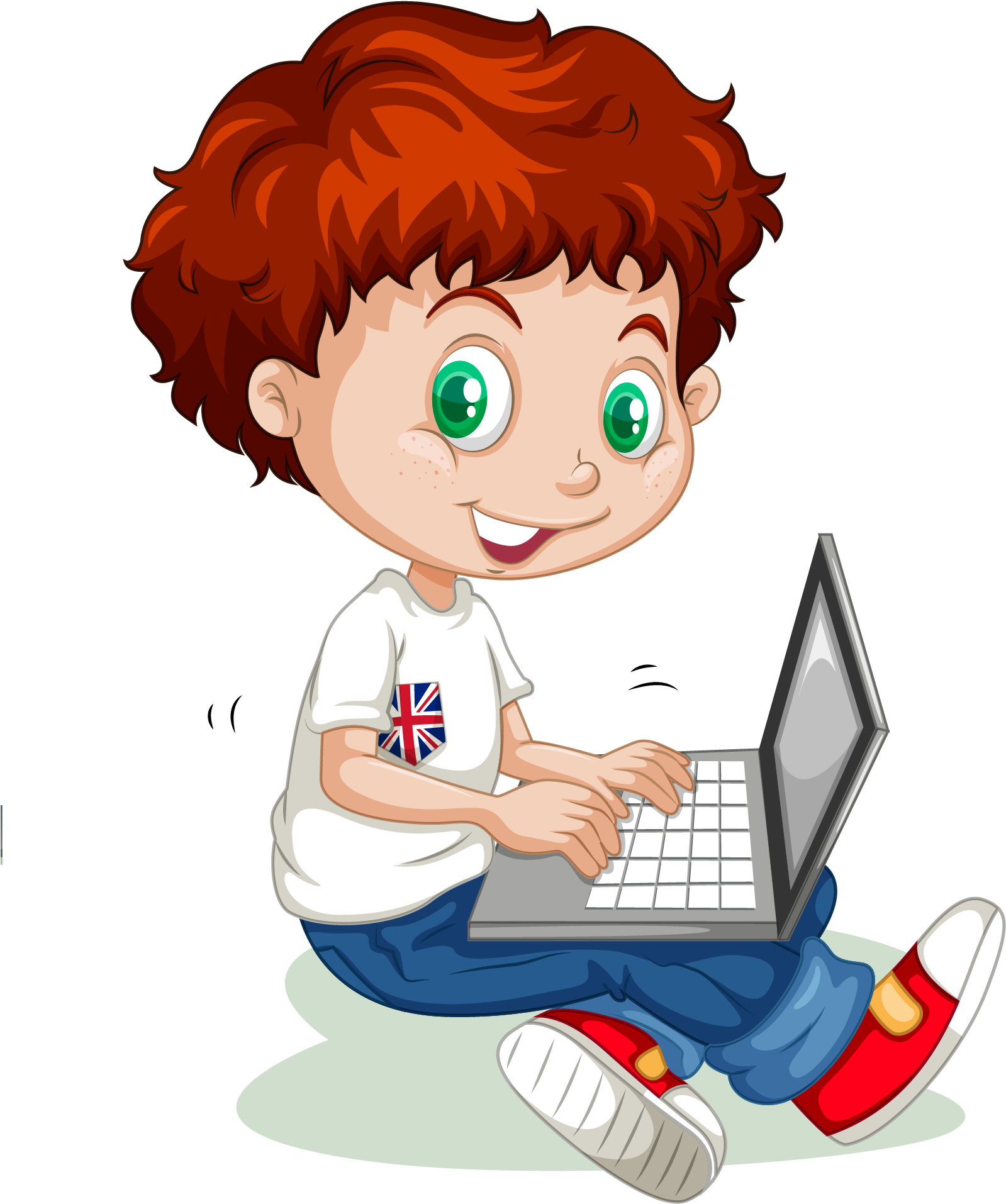 Happy Child With Laptop PNG