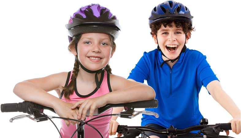 Happy Children Biking Together PNG