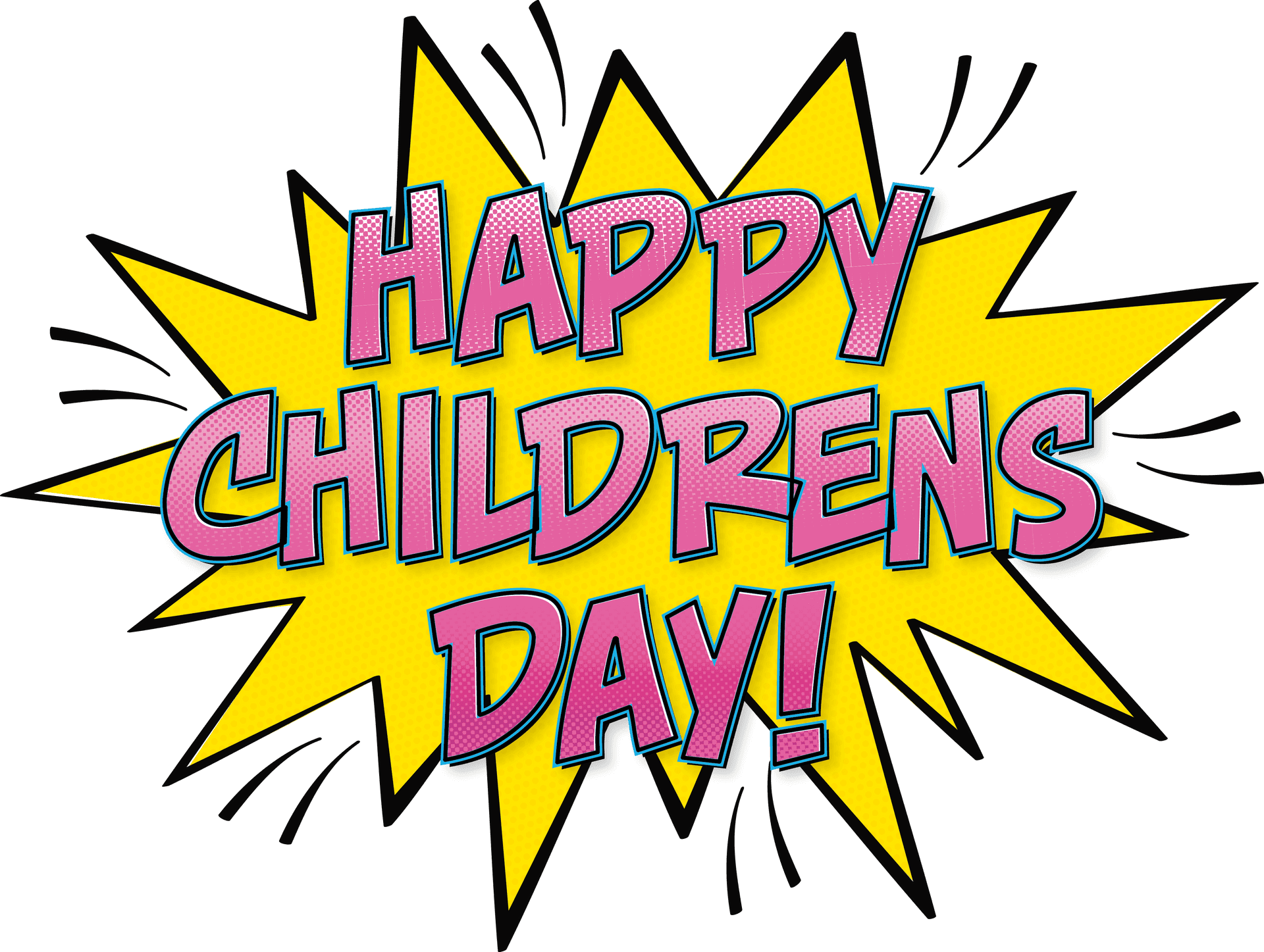 Happy Childrens Day Comic Style Banner PNG