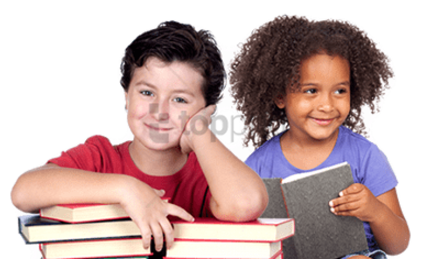 Happy Childrenwith Books PNG