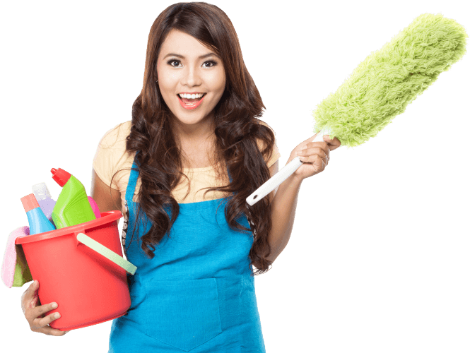 Happy Cleaner With Supplies PNG