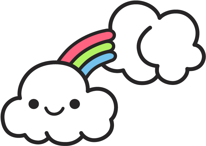 Happy Cloud Rainbow Tail Clipart PNG