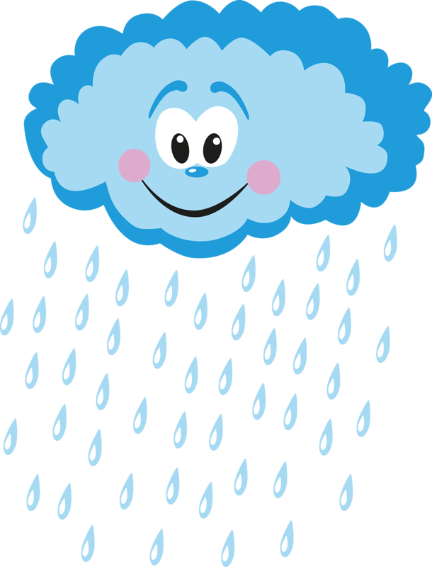 Happy Cloud Raindrops Illustration PNG