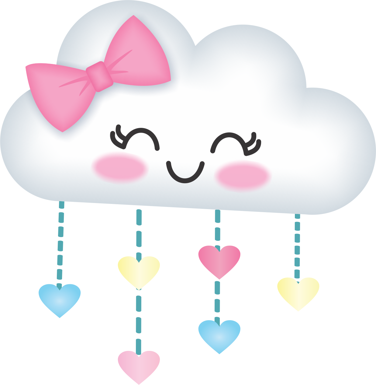 Happy Cloud With Hearts Mobile PNG