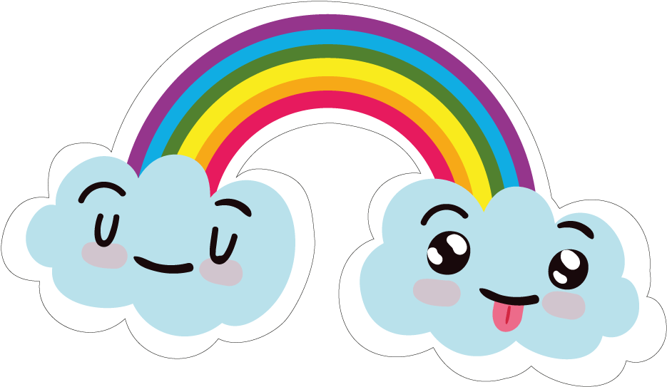 Happy Clouds Rainbow Sticker PNG