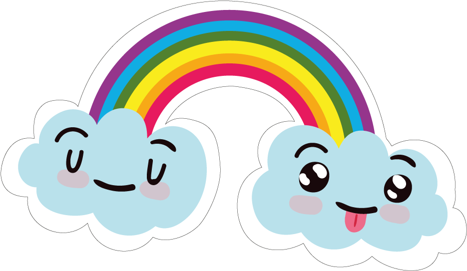 Download Happy Clouds Rainbow Sticker | Wallpapers.com