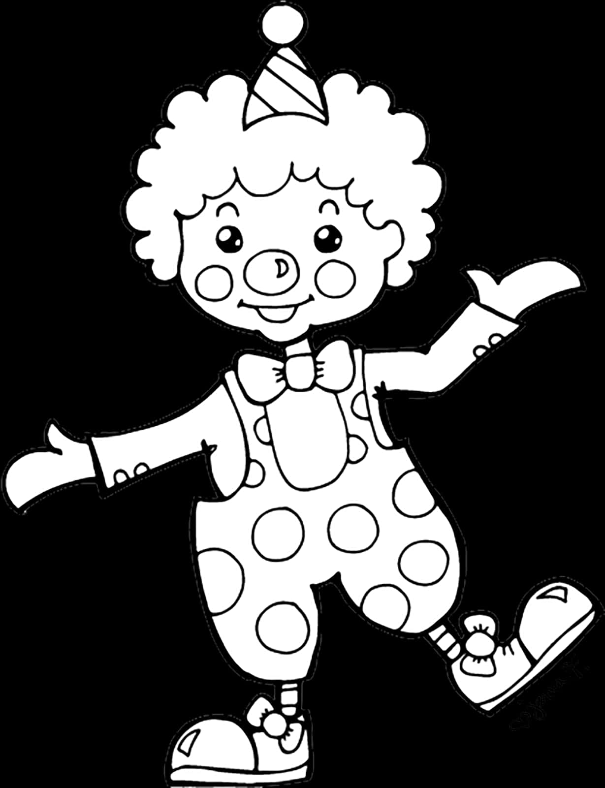 Download Happy Clown Cartoon Outline | Wallpapers.com