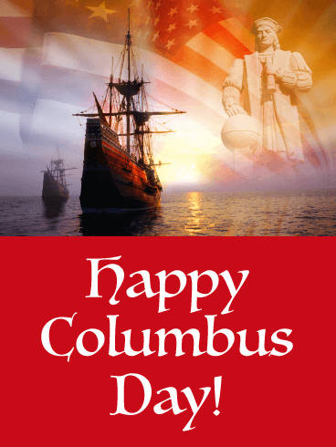 Happy Columbus Day Red Poster