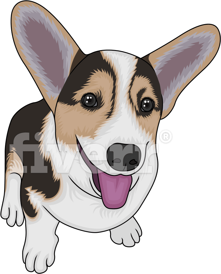 Happy Corgi Cartoon Portrait PNG