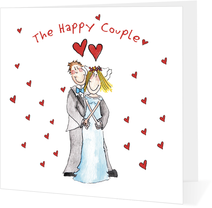 Happy Couple Wedding Celebration Card PNG