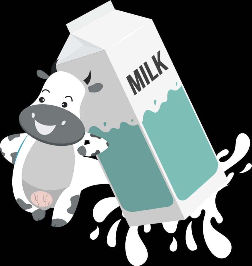 Happy Cow Milk Carton Illustration SVG