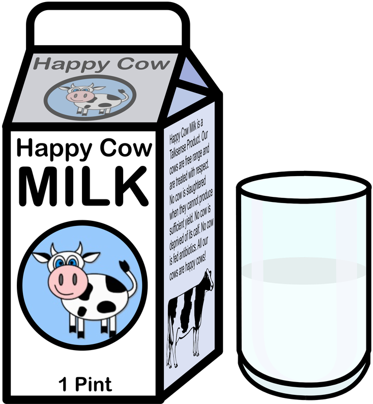 Happy Cow Milk Cartonand Glass PNG