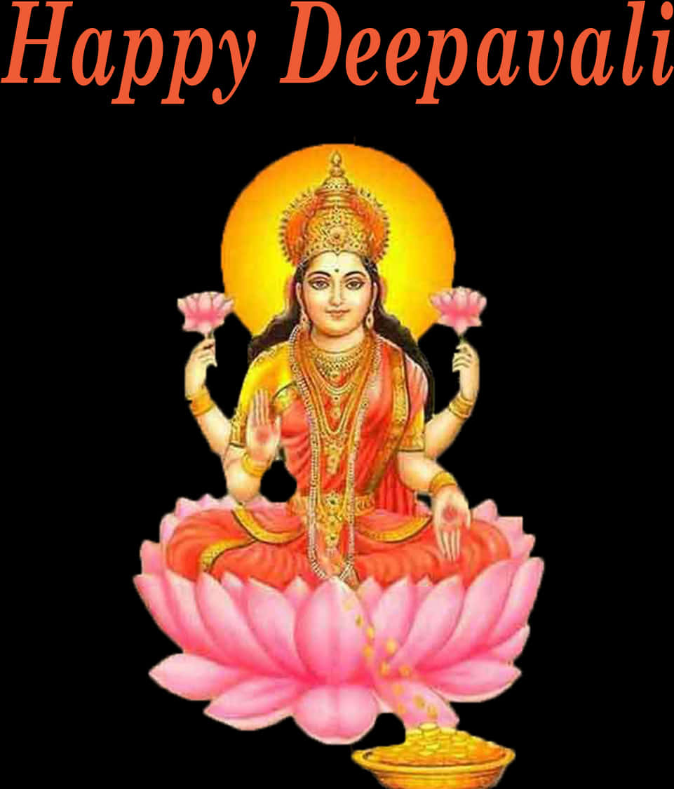 Happy Deepavali Goddess Lakshmi PNG