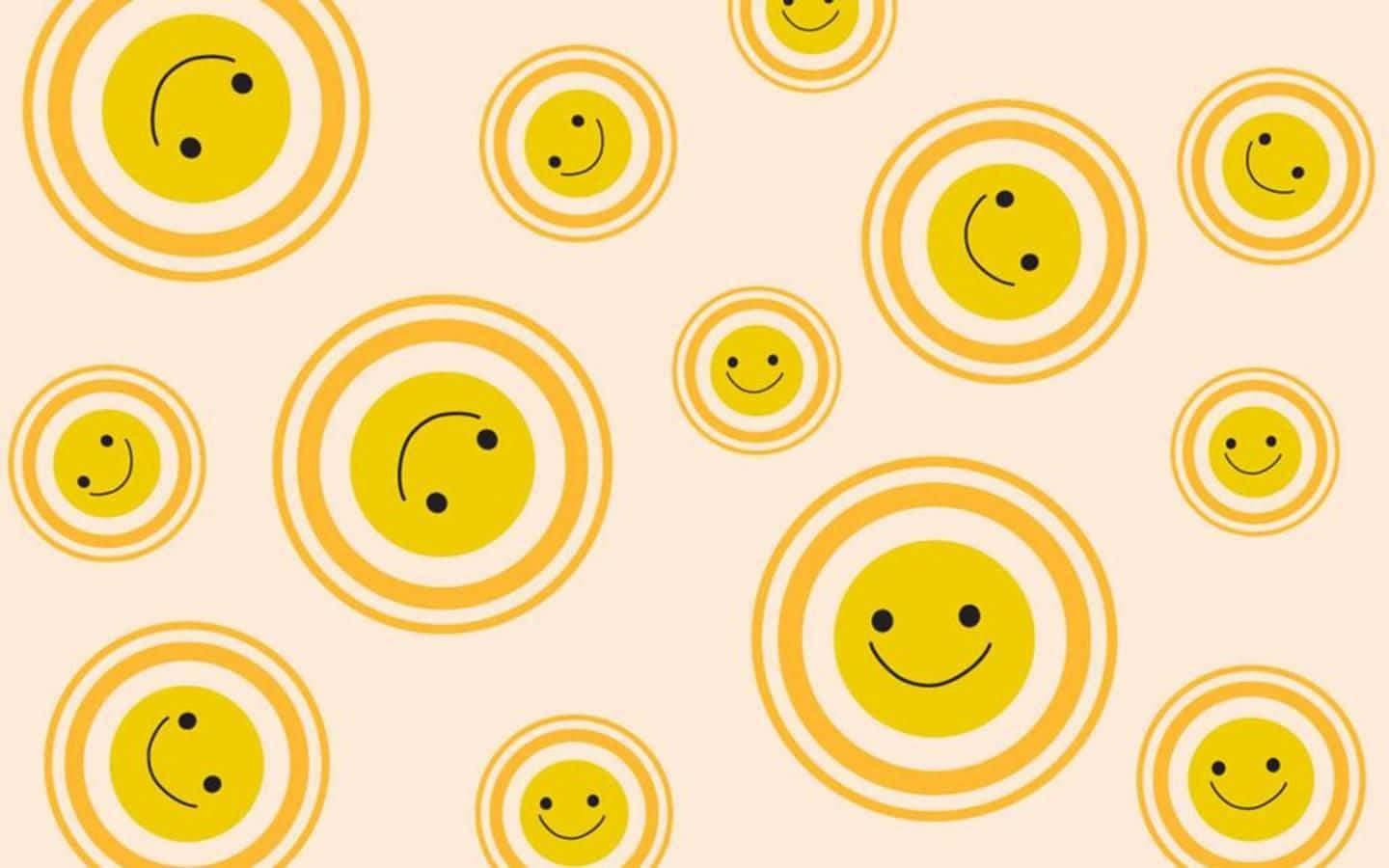 A Yellow Smiley Face Pattern With Circles Wallpaper