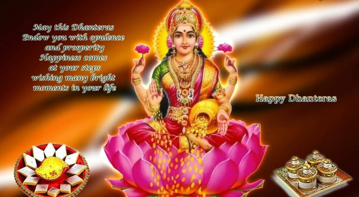 Download Happy Dhanteras Greeting Lakshmi Wallpaper 