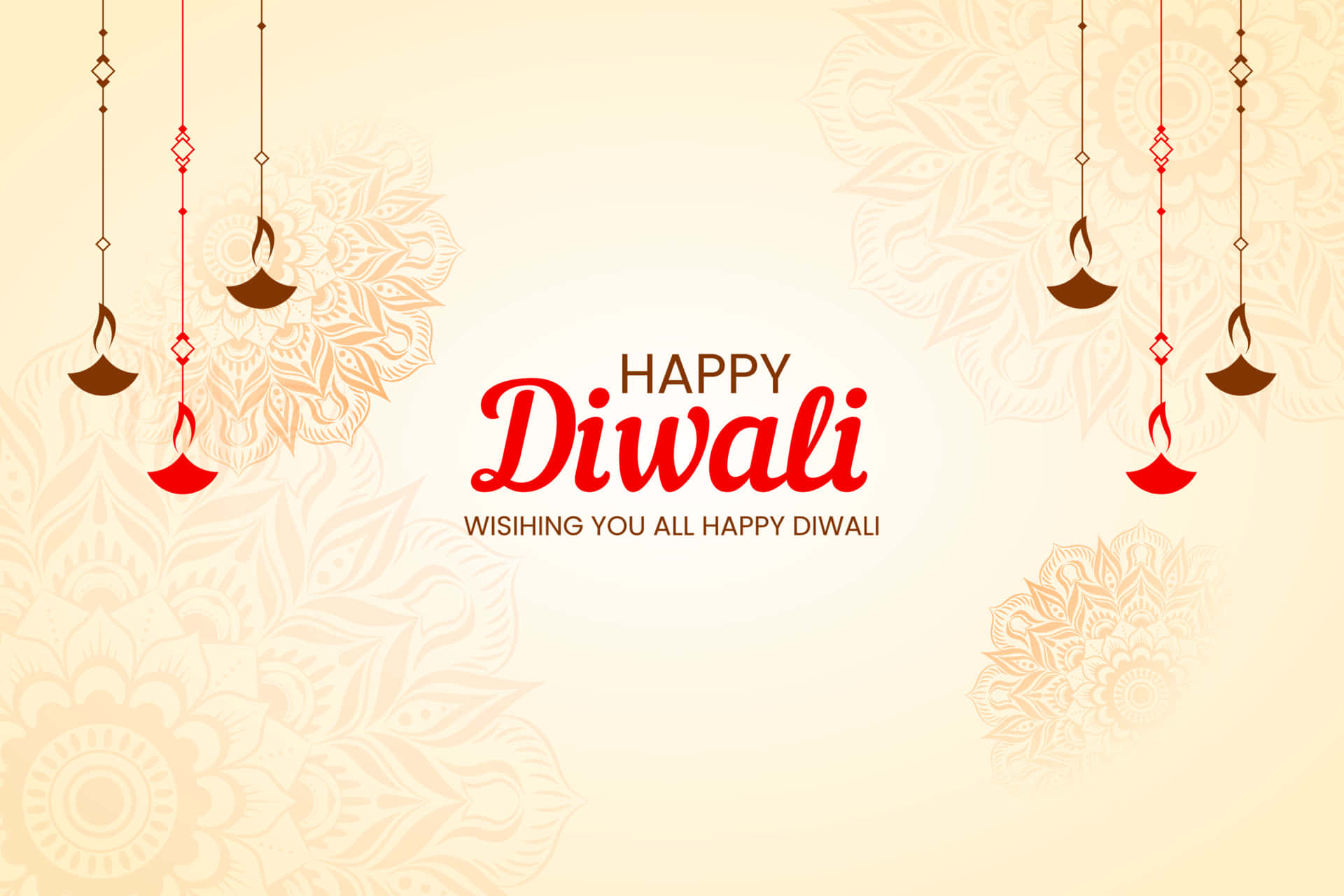 Happy Diwali Greeting Card With A Lotus Flower