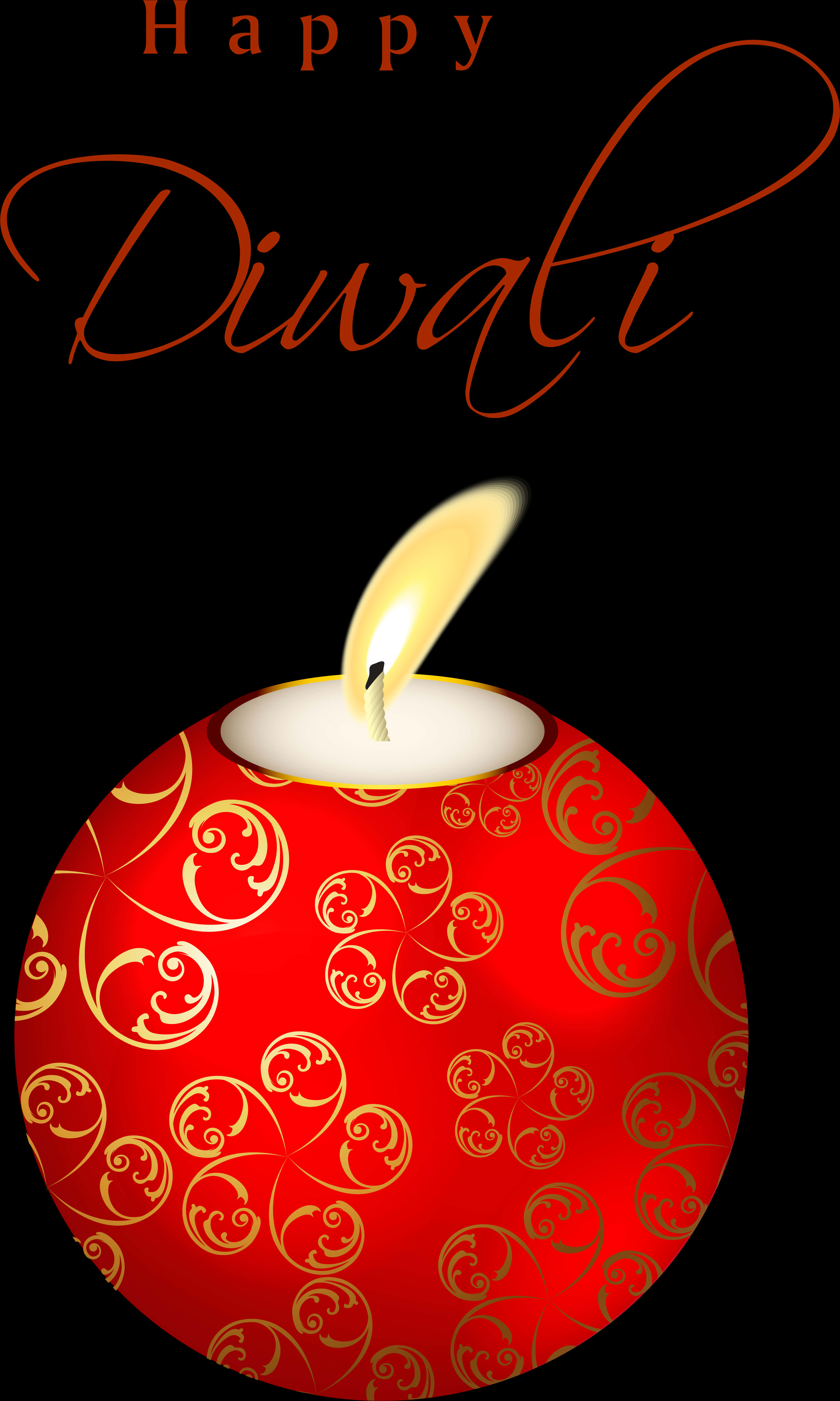 Happy Diwali Candle Greeting PNG