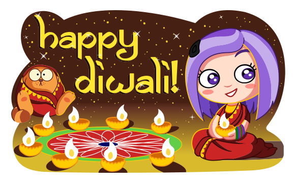 Happy Diwali Cartoon Celebration PNG