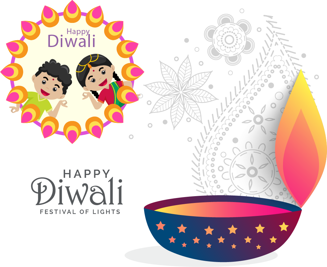 Happy Diwali Celebration Illustration PNG