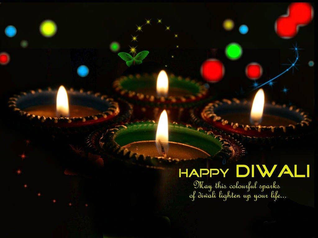 Glædelig Diwali Farverige Kuglelys Wallpaper