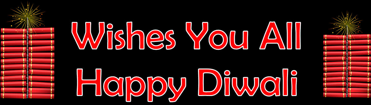 Happy Diwali Firecracker Greeting Banner PNG