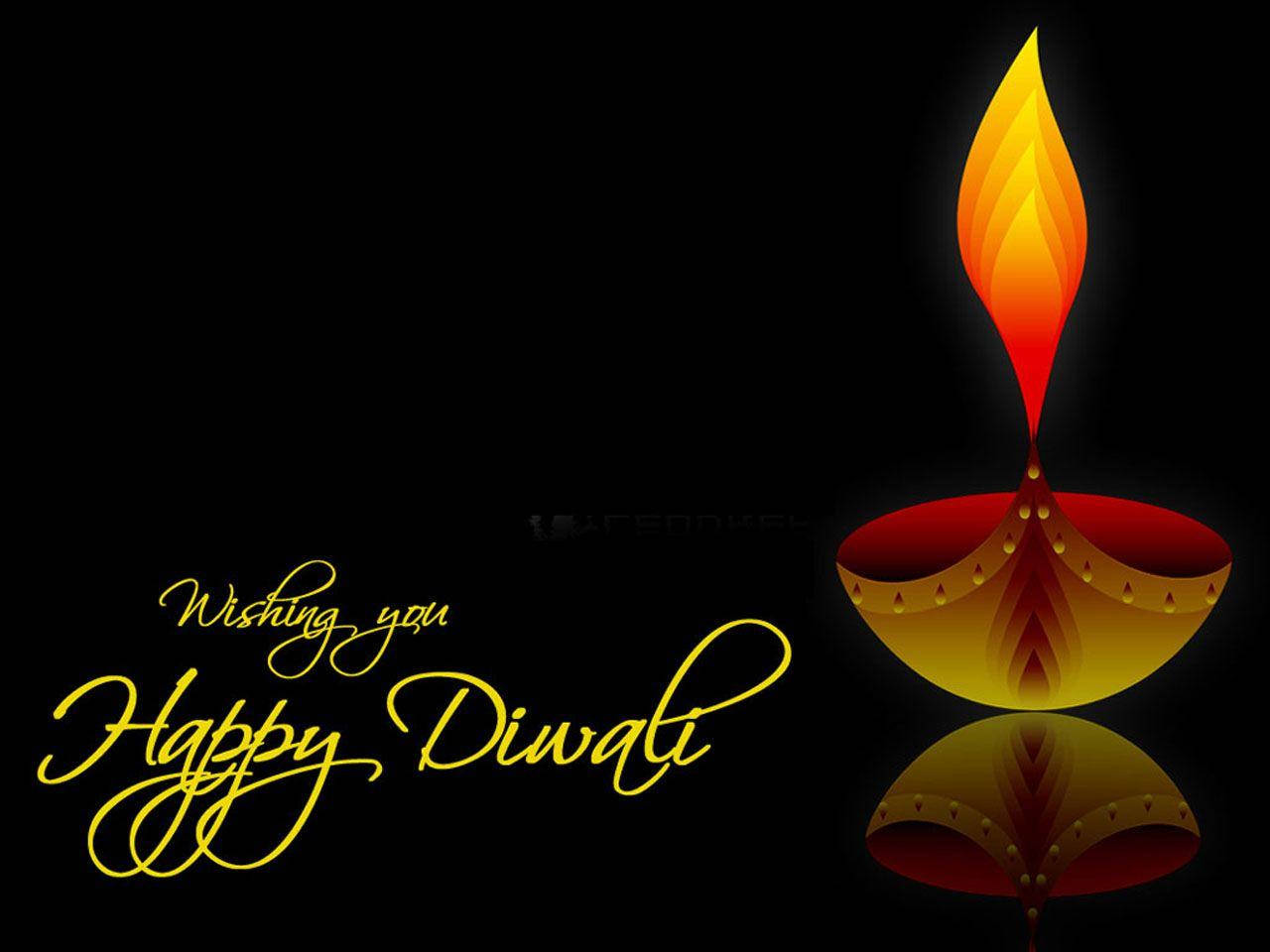 Happy Diwali Glowing Oil Lamp Wallpaper