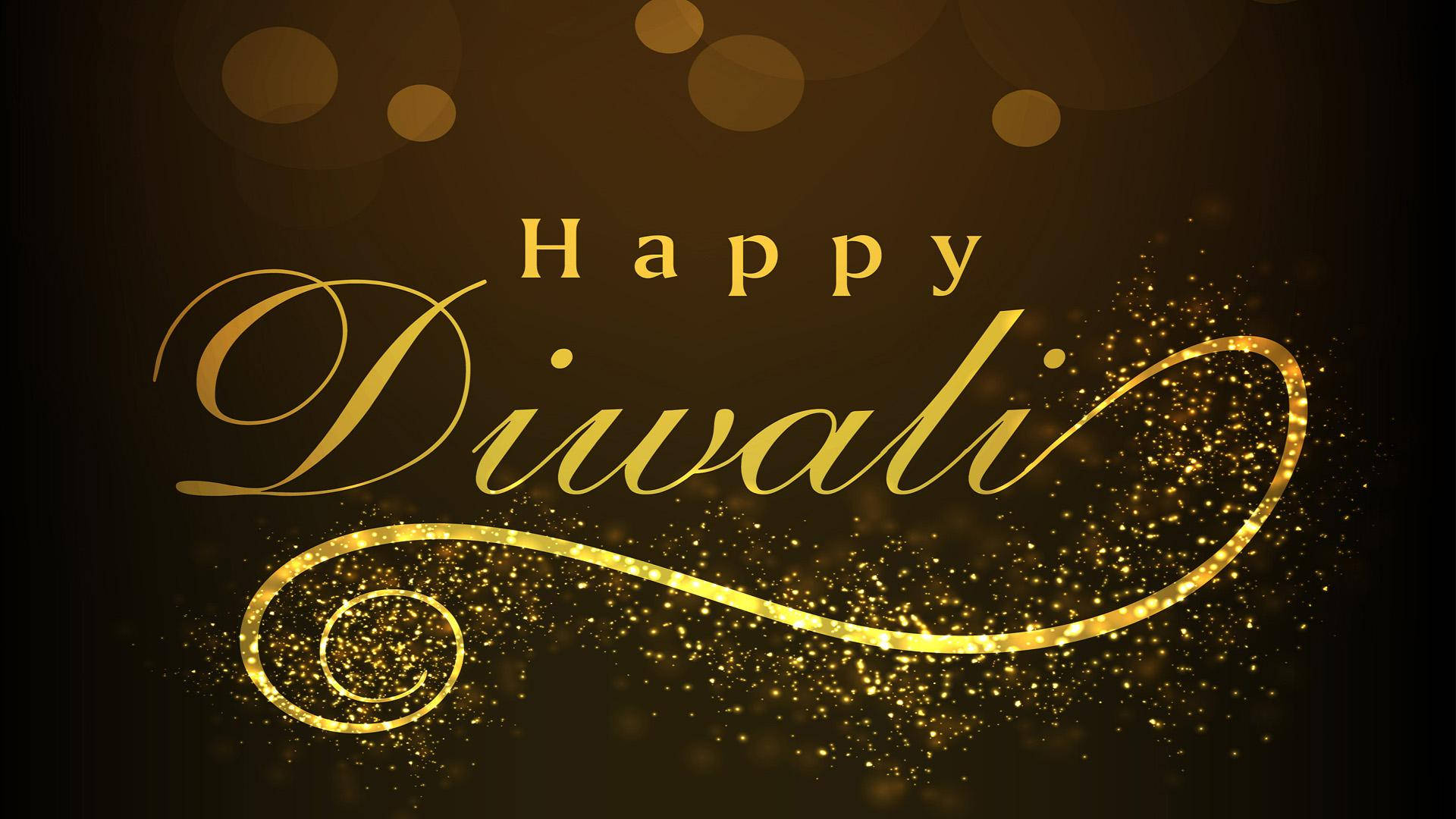 Happy Diwali Gold Glitter Effect Wallpaper