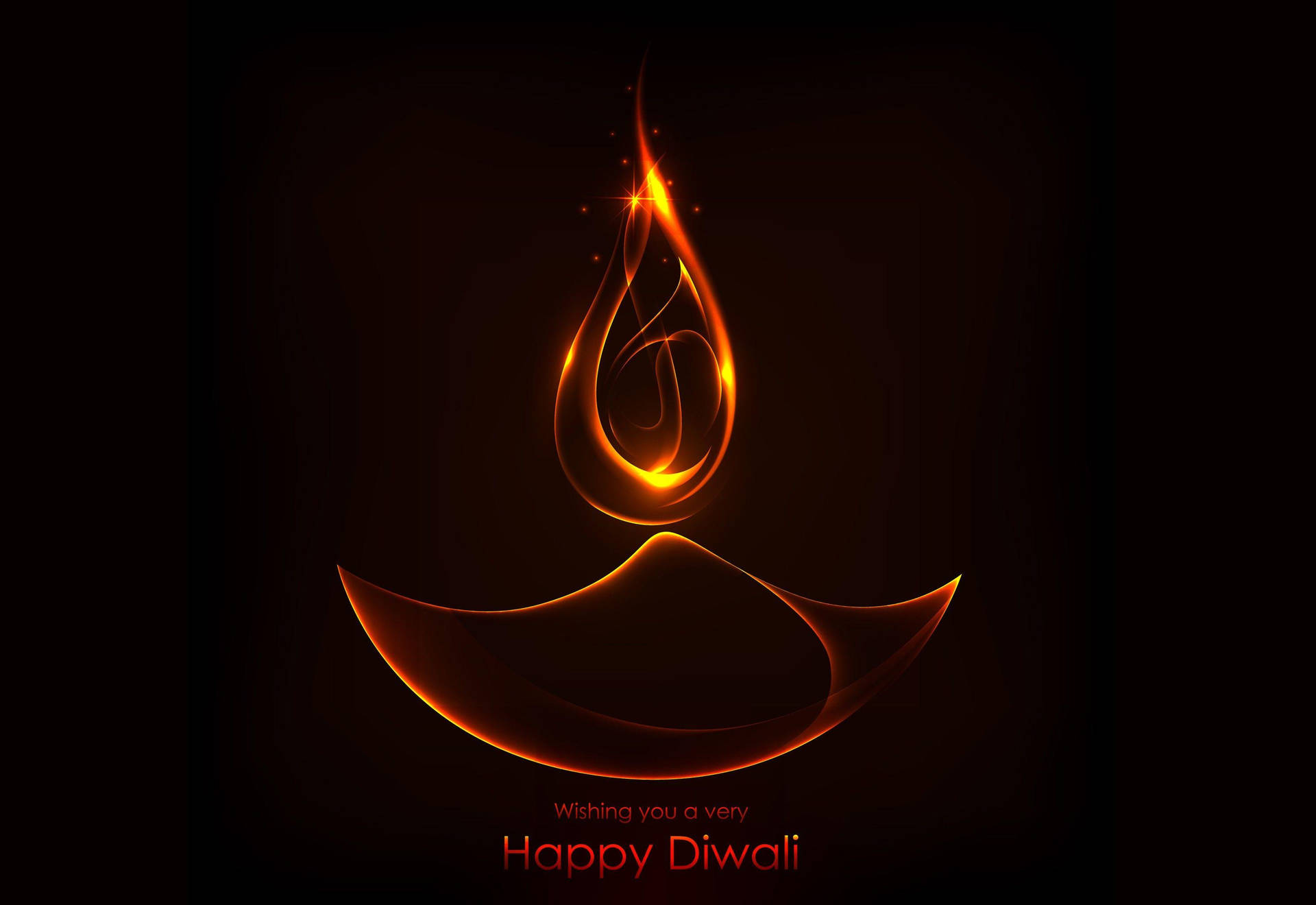 Happy Diwali Orange Oil Lamp Wallpaper