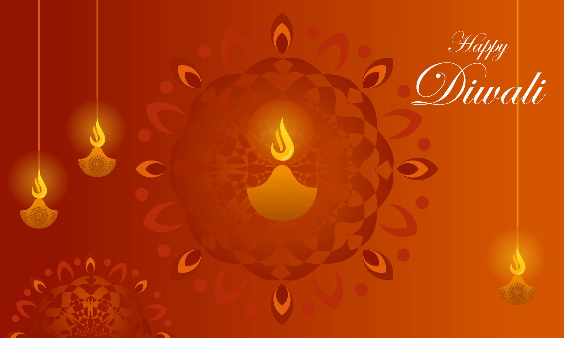 Happy Diwali Orange Oil Lamps Wallpaper