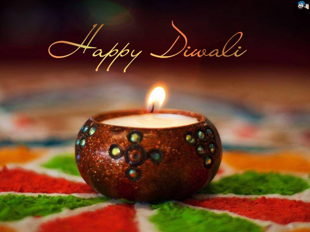Happy Diwali Ornate Candle Bowl Wallpaper