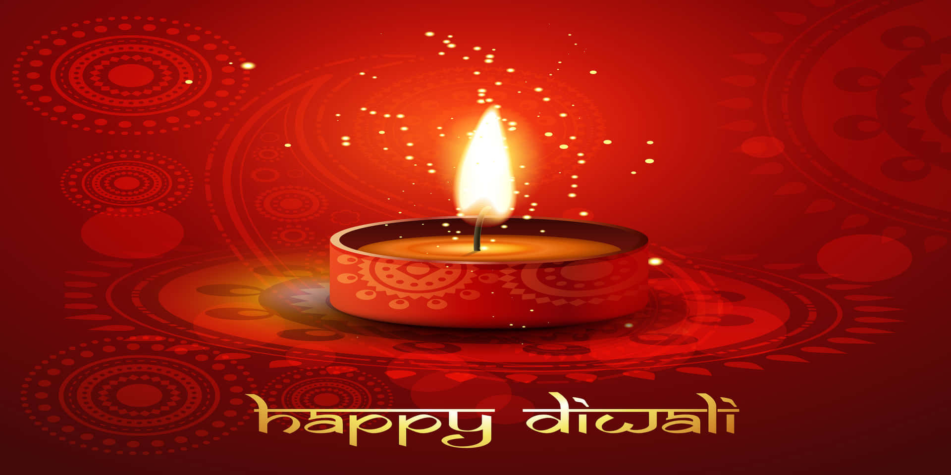 Happy Diwali Greeting Card With A Candle
