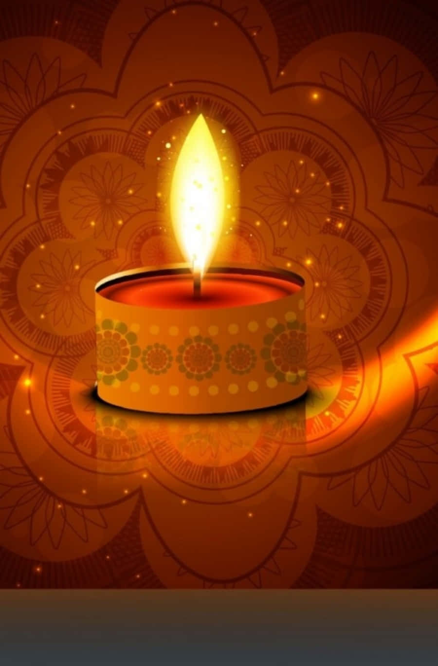 Tarjetade Saludos De Diwali Con Una Vela En El Fondo