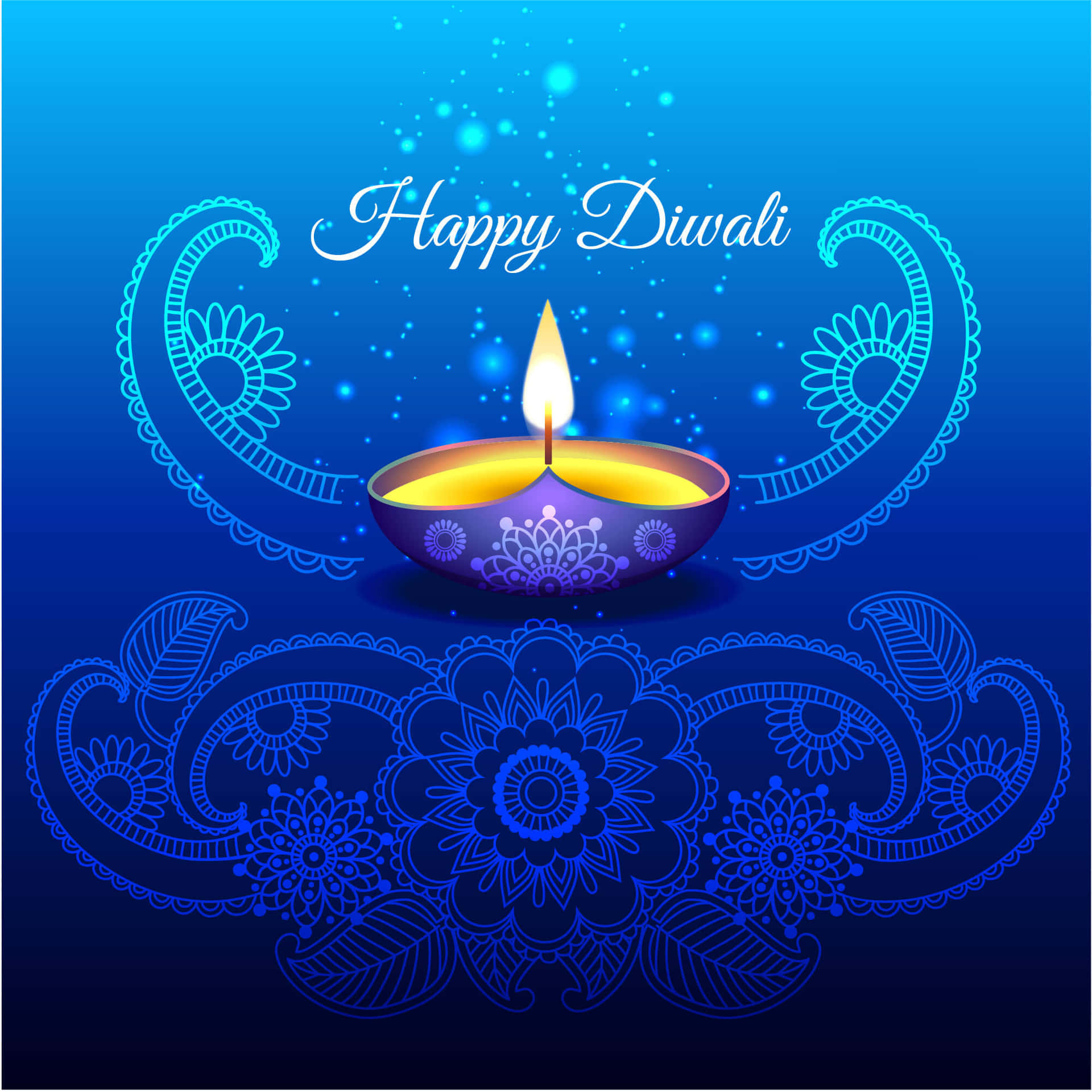 Tarjetade Felicitación De Diwali Con Una Vela