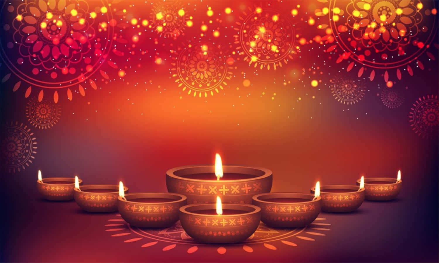 Diwali Background With Candles And Lights