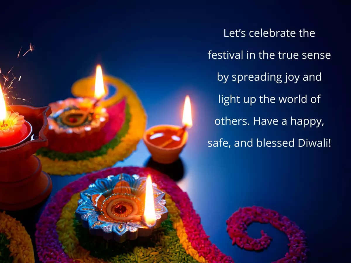 Umasaudação De Diwali Com Velas E Uma Mensagem.