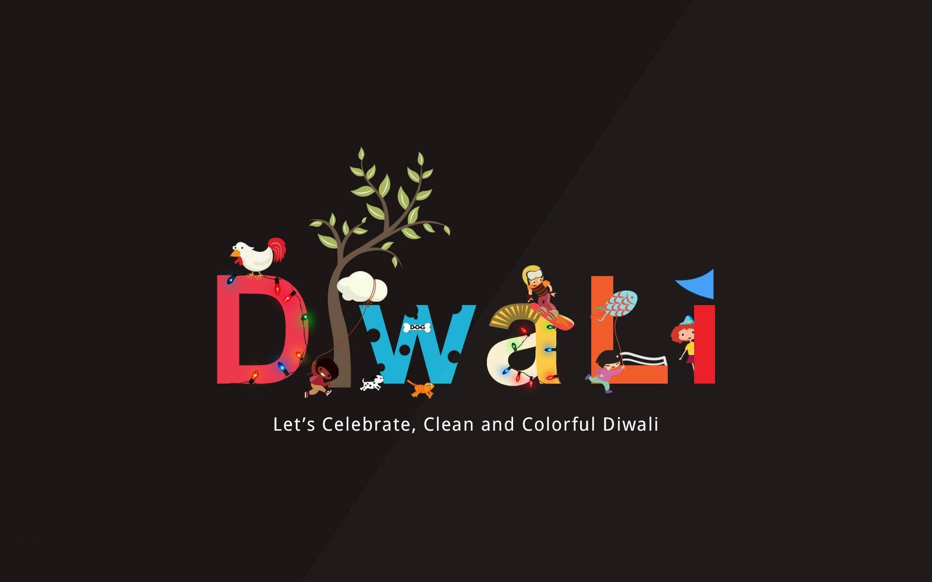 Glædelig Diwali med farverige stiliserede tekster Wallpaper