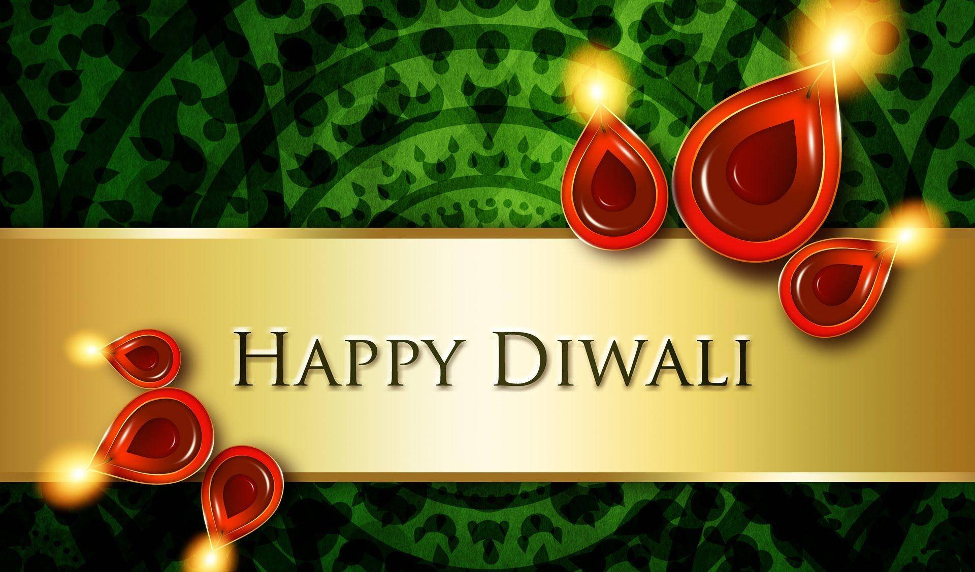 Happy Diwali With Red Candles Wallpaper