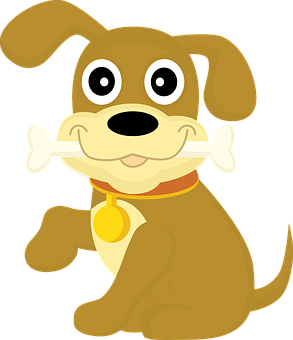 Happy Dog With Bone Cartoon PNG