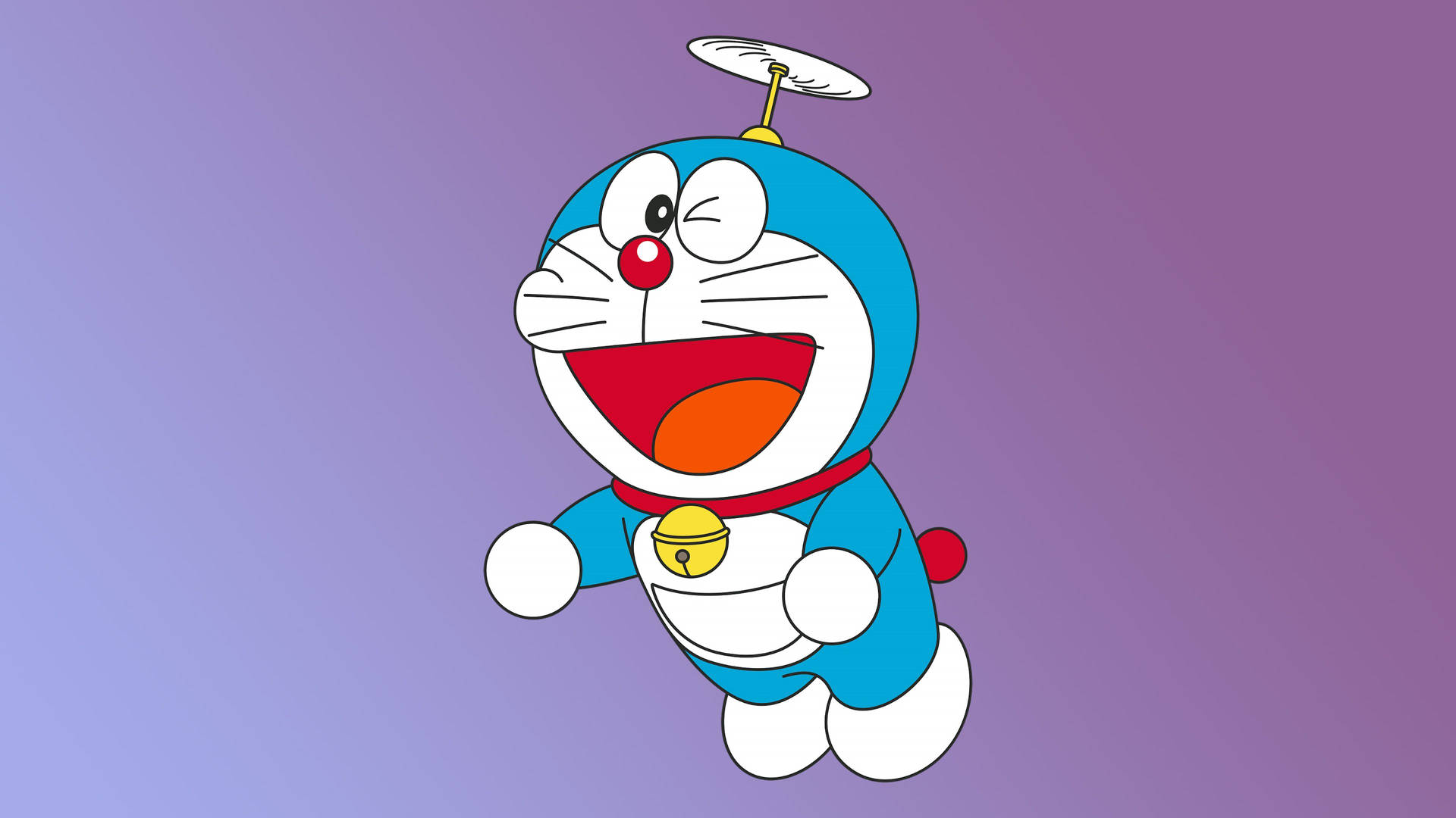 Happy Doraemon In Purple