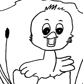 Happy Duckling Sketch PNG