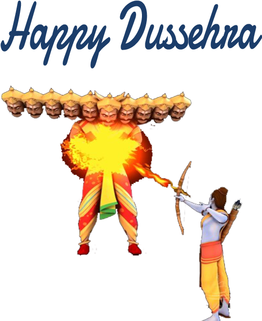 Happy Dussehra Celebration Archerand Effigy PNG